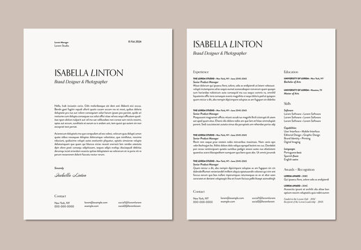 Minimalist Black and White Resume and Cover Letter Collection