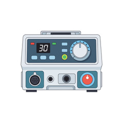 Fototapeta premium Medical Defibrillator Device Vector Illustration, Portable Emergency Heart Resuscitation Equipment for Clinical Hospital Use, Flat Style Graphic Design