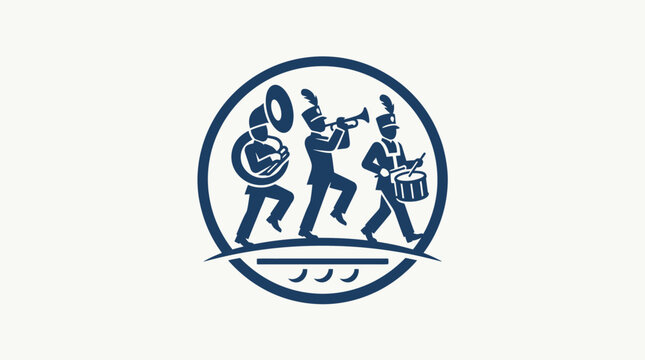 Marching Band Parade Emblem on White Background