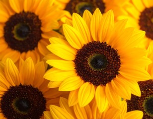 Fototapeta premium A close-up of vibrant sunflowers with bright yellow petals