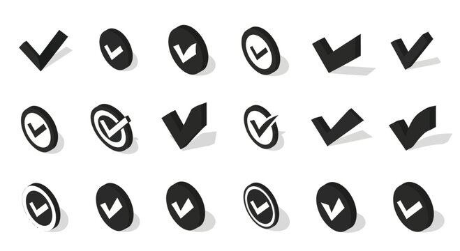 Black and white check mark symbols.