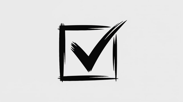 Hand drawn check mark in a square  symbol of confirmation and approval