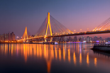Fototapeta premium night view of the bosphorus bridge