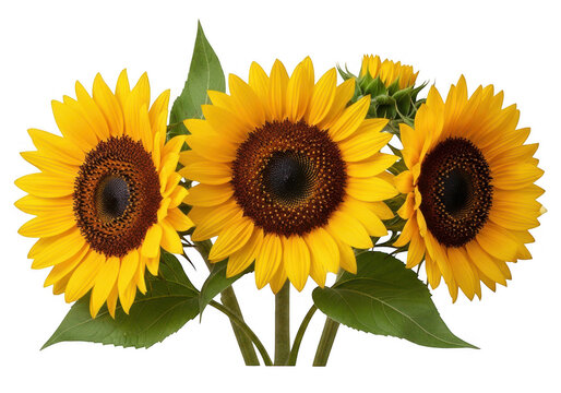 Bright yellow sunflower with intricate details against a dark backdrop isolated on transparent background