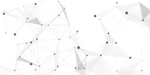 Abstract geometric background with connecting dots and lines with low poly triangle shapes. Polygonal Mesh Background Vector design digital technology concept Global network connection data structure. © Kainat 