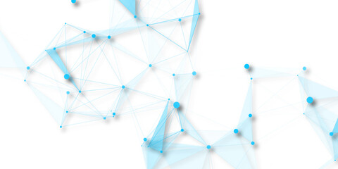 Abstract geometric background with connecting dots and lines with low poly triangle shapes. Polygonal Mesh Background Vector design digital technology concept Global network connection data structure. © Kainat 