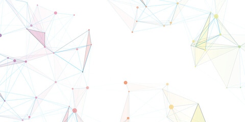 Abstract geometric background with connecting dots and lines with low poly triangle shapes. Polygonal Mesh Background Vector design digital technology concept Global network connection data structure. © Kainat 