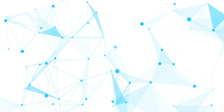Abstract geometric background with connecting dots and lines with low poly triangle shapes. Polygonal Mesh Background Vector design digital technology concept Global network connection data structure.