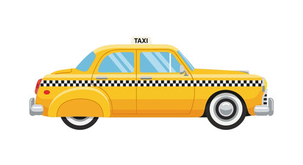 Yellow Taxi Car Side View Illustration. © Queen