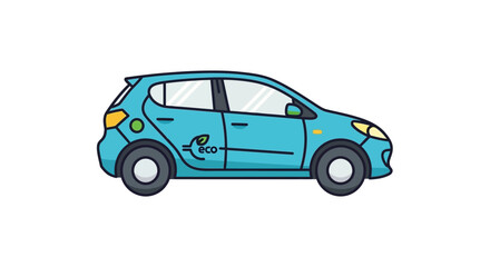 Fototapeta premium Small blue hatchback car side view.