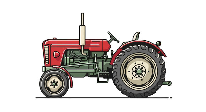 Vintage Red Farm Tractor Vehicle.