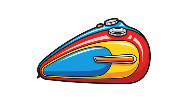 Colorful Motorcycle Fuel Tank Illustration.