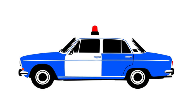 Blue Police Car with White Door.