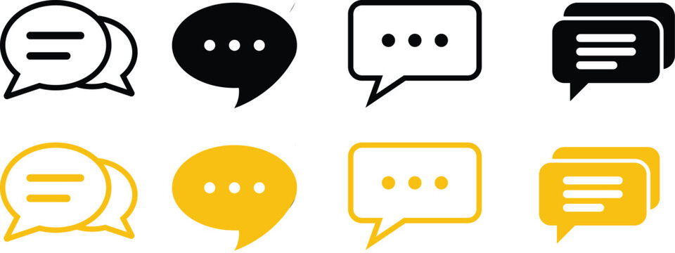 colorful speech bubbles and chat icons on white background