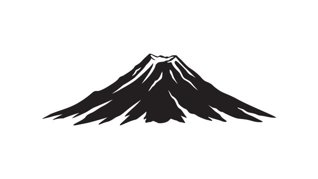 Mountain volcano silhouette vector flat illustration design. 