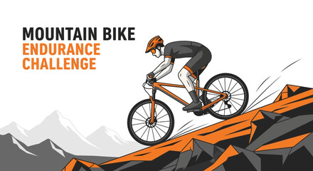 Fototapeta premium Mountain Bike Endurance Challenge: Conquer The Terrain With Skill and Determination
