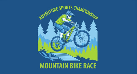 Fototapeta premium Mountain Biking Adventure Sports Championship Event Competition Cycling Design