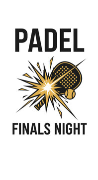 Padel Finals Night: Dynamic Logo Featuring Racket, Ball, and Explosive Visuals