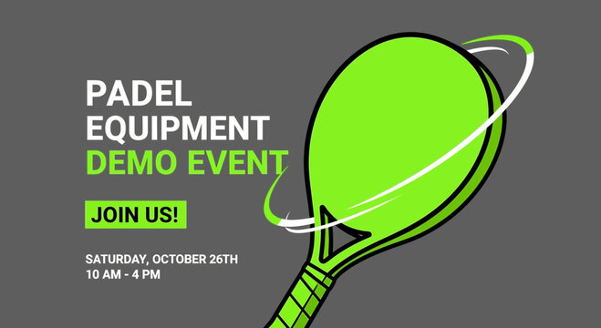 Padel Equipment Demo Event Invitation Lively Sport Gear Exhibition Announcement