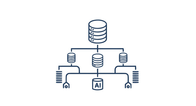 Data server architecture diagram illustrating data processing and AI integration.