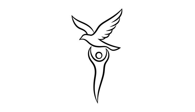 Dove flying from human figure, symbol of freedom, peace, hope, spirituality, and release