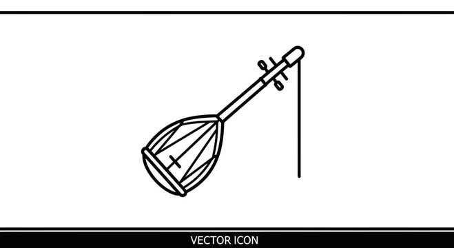 Vector Icon of a Traditional Stringed Instrument with Bow