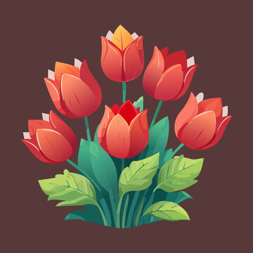 Red tulip bouquet for garden floral decoration romantic gift concept and botanical spring season design element for greeting cards and posters vector art