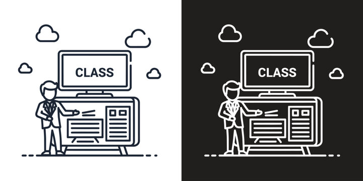 online education classroom setup with teacher and students vector illustration