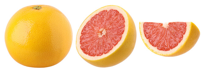 Grapefruit, half and piece isolated, transparent PNG, juicy © natthapol
