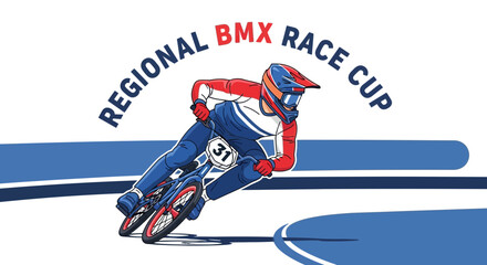 Obraz premium Regional BMX Race Cup Artwork Depicting An Enthusiastic Rider In Dynamic Action
