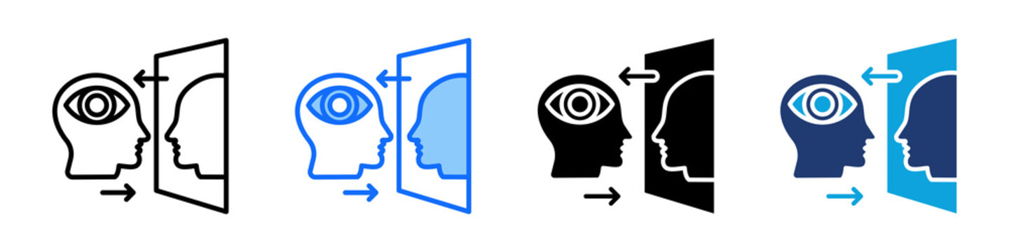 Self Awareness Icon Set Multi Style Vector Illustration