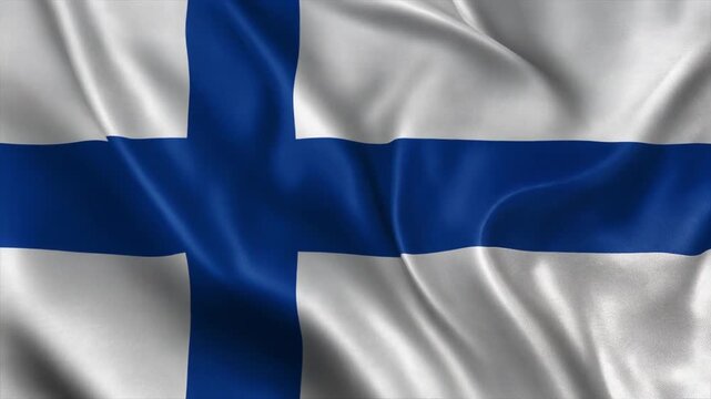 "A clear and symbolic representation of the national flag of Finland. The flag features a blue Nordic cross on a white background, with the vertical section of the cross shifted toward the hoist side 