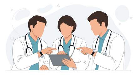 Obraz premium Doctors Discussing Medical Data on Tablet