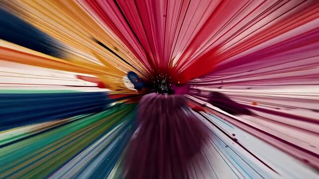 認知過負荷と脳を可視化した虹色の発光が広がる啓発向け背景動画素材