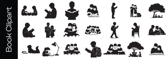 Obraz premium Book icons set, logo isolated on white background, vector illustration.
