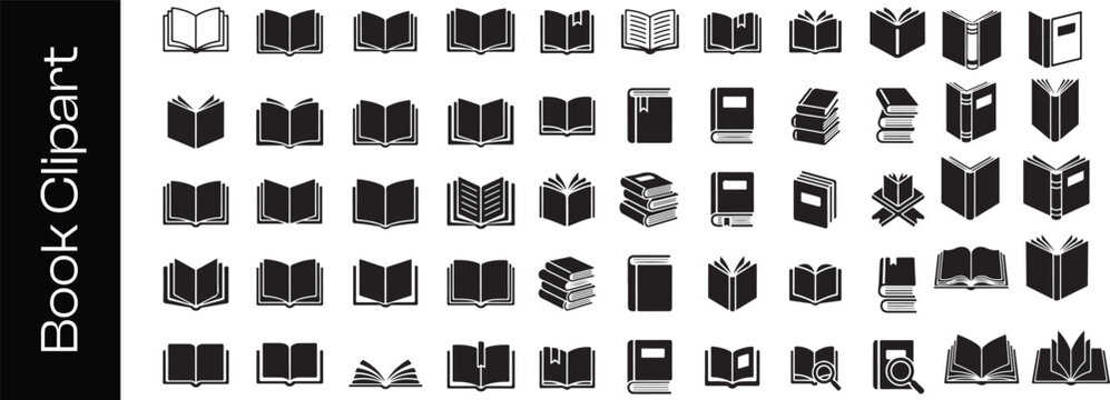 Book icons set, logo isolated on white background, vector illustration.