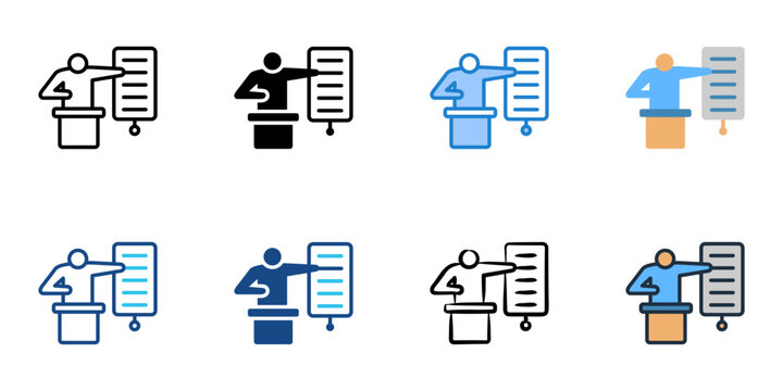 Final presentation icons set multiple style collection. Editable stroke 
