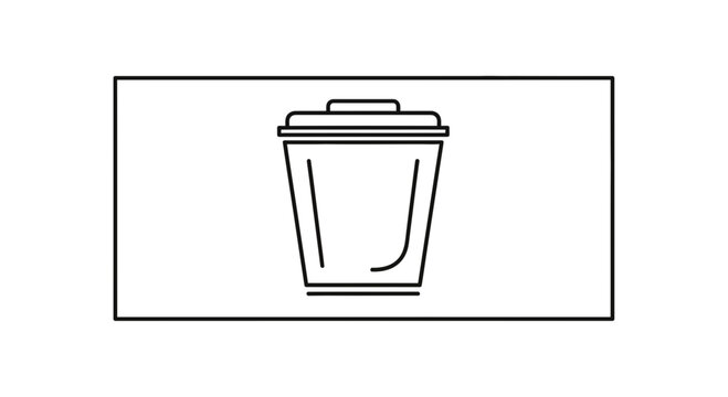 Simple Line Art Icon of a Trash Can with Lid, Isolated on White Background