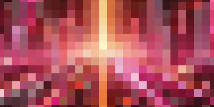 Abstract Pixelated Light Burst with Vibrant Pink and Orange Hues.