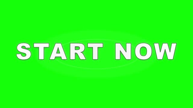 Bold white letters on a vibrant green background that spell out the call to action start now