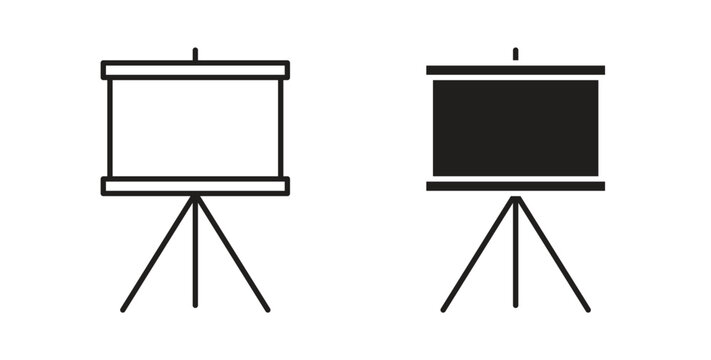 Presentation board icon design line and solid vector pack on white background