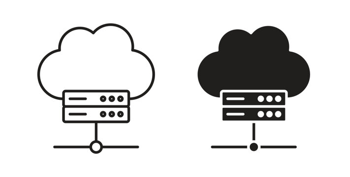 Hosting icon design line and solid vector pack on white background