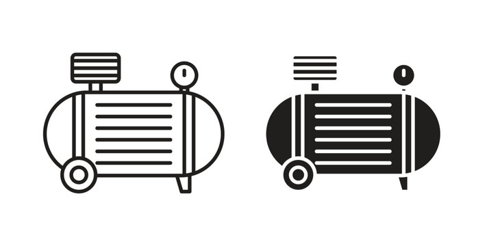 Compressor icon design line and solid vector pack on white background