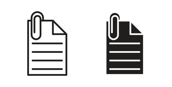 Attach document icon design line and solid vector pack on white background
