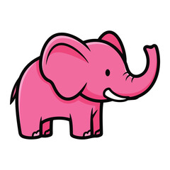 Obraz premium A pink cartoon elephant with a black outline
