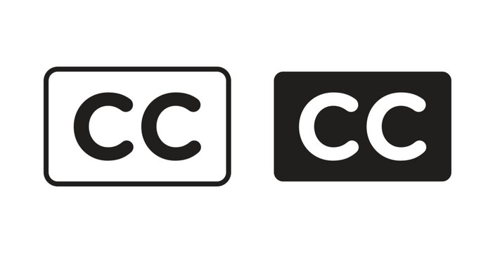 Closed caption icon design line and solid vector pack on white background