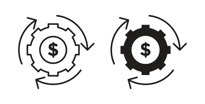 Costs optimization icon design line and solid vector pack on white background