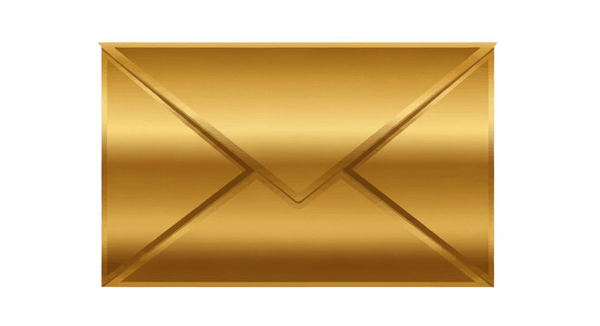 Gleaming golden envelope with a metallic sheen and sharp, defined creases