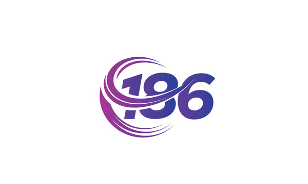 186 Number Logo Design with Purple Gradient Swirl Circle