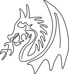 Obraz premium Minimalist Continuous Line Illustration of Dragon Representing Mythology Power and Abstract Elegance Concept